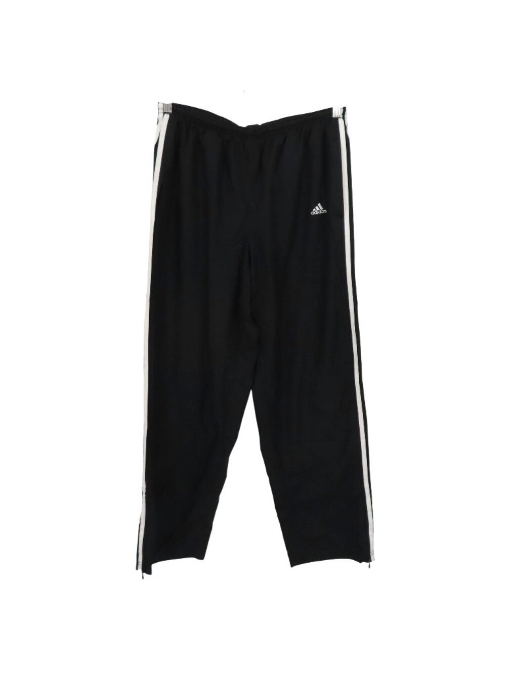 Adidas Womens Large Black Embroidered Logo 3 Stripe Track Pants Y2K Zipper Ankle